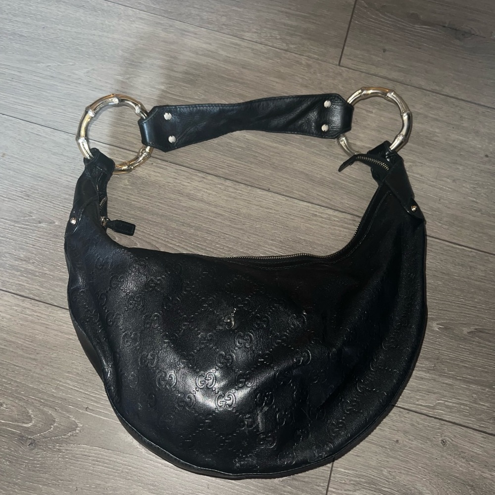 Vintage Black Gucci Guccissima Leather Bag